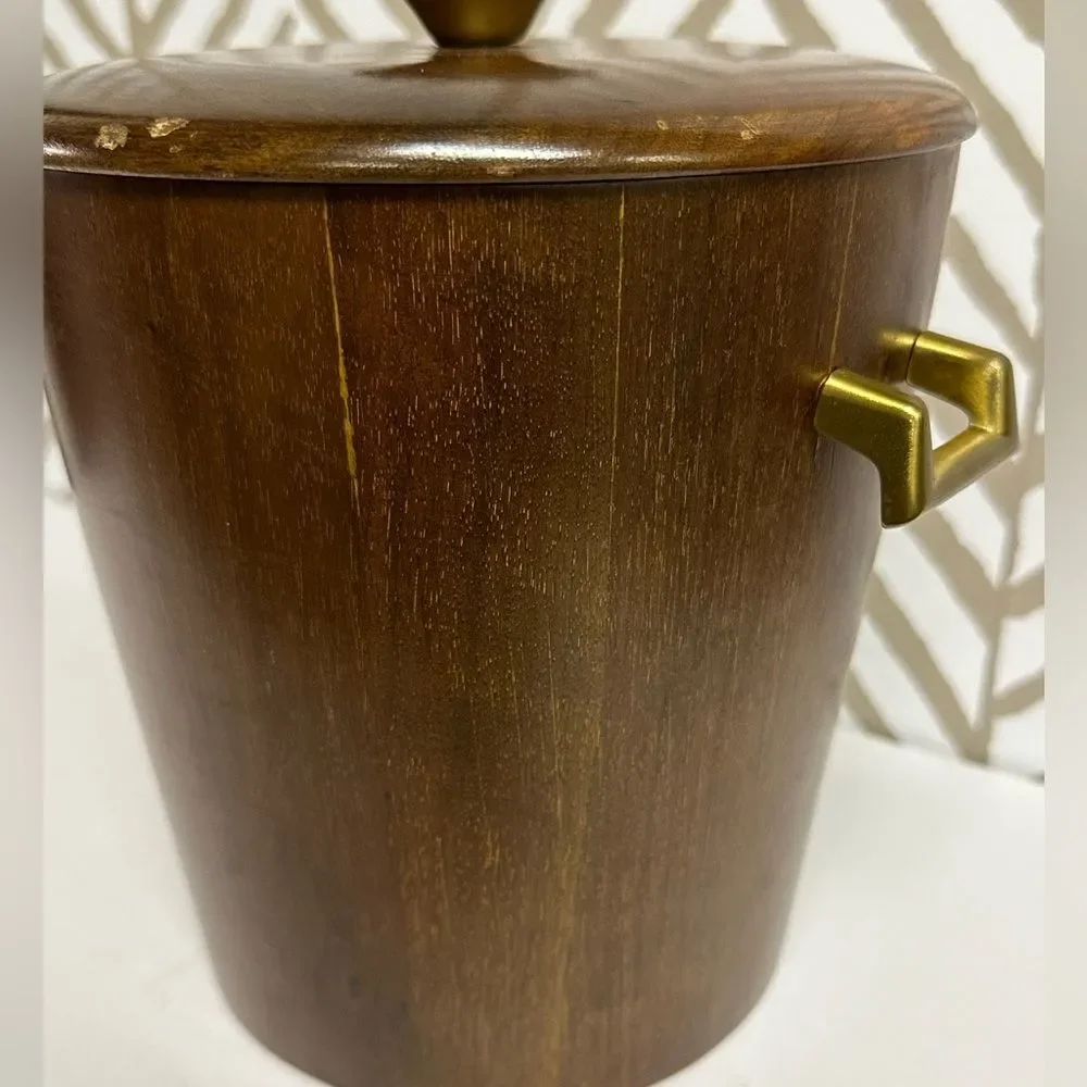 Vintage MCM Vermillion Walnut Co Ice Bucket